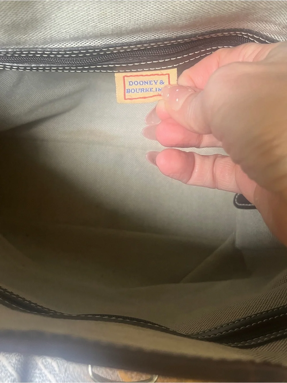Dooney & Bourke Blue Logo Canvas Tote with Dark Brown Leather Trim Y2K Purse.